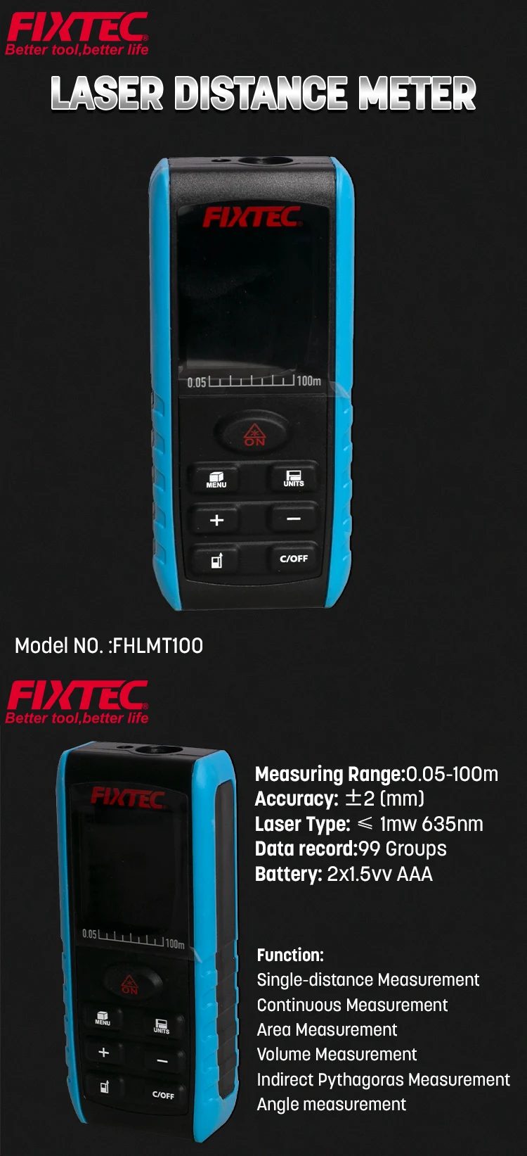Máy đo khoảng cách laser FIXTEC FHLMT40