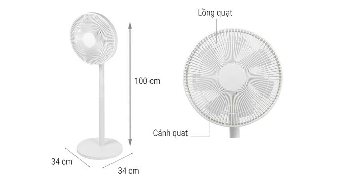 Thiết kế sang trọng Xiaomi Smart Fan 2 Lite
