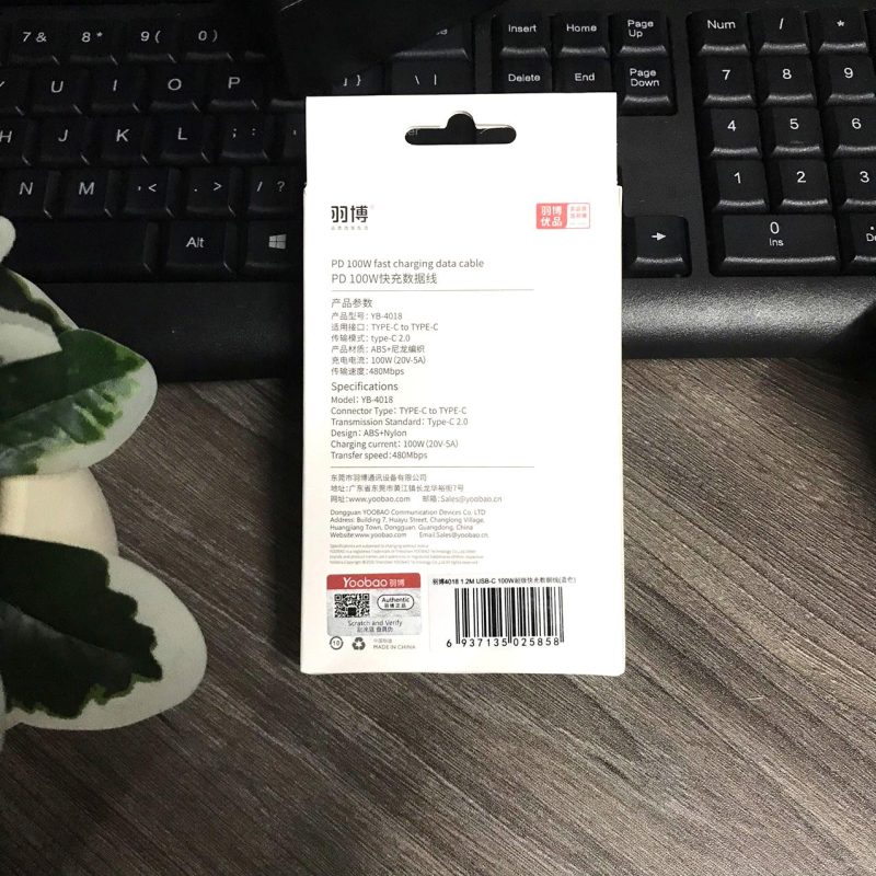 Cáp sạc nhanh YOOBAO YB-4018 100W